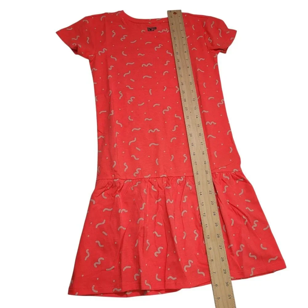 Spotted Zebra Girl Coral Short Sleeve Dress with Pattern Size Medium(8)